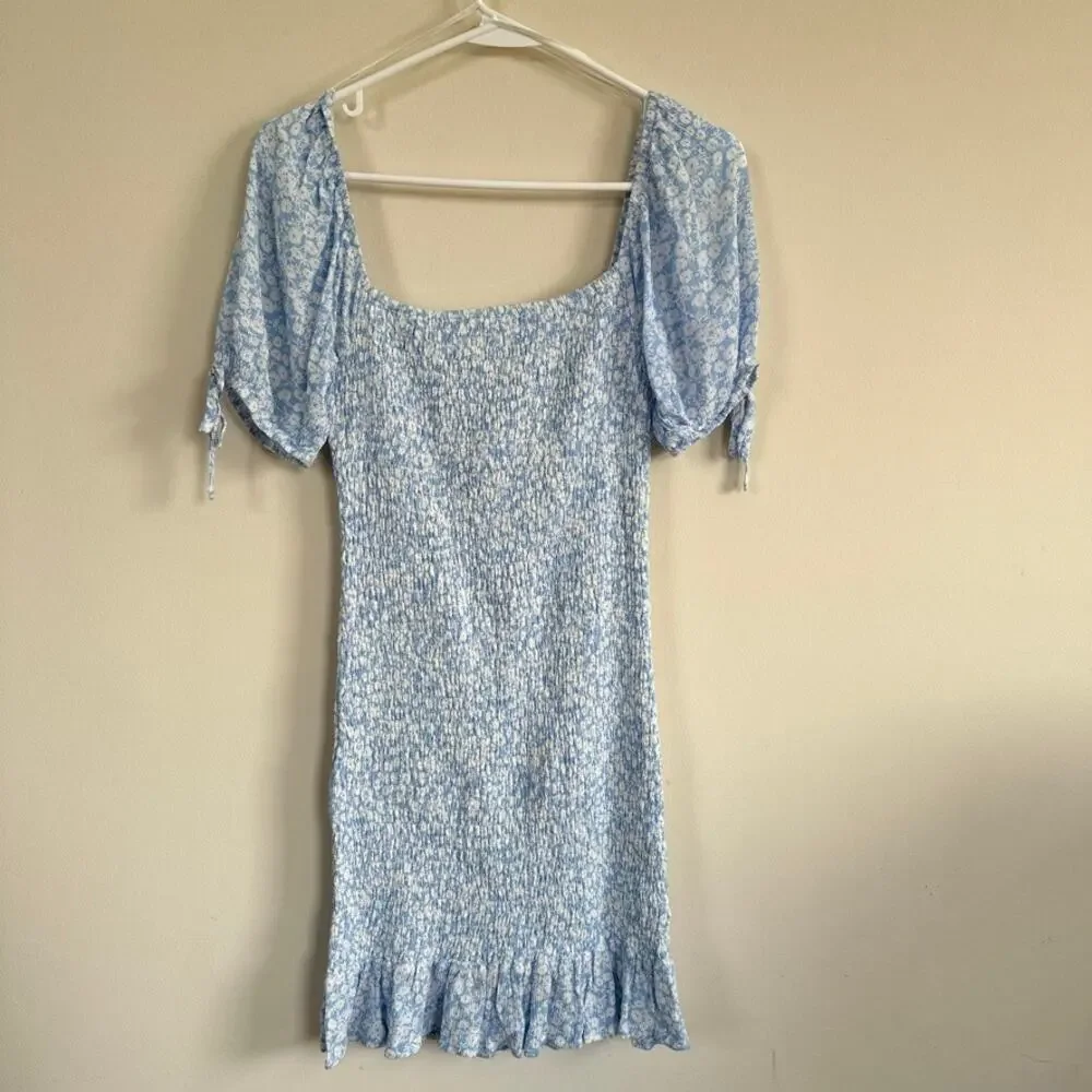 Lost Wander Mini Dress Womens MEDIUM Seaside Breeze Floral Cottage Boho Blue - Picture 7 of 12